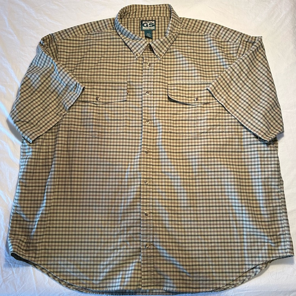 Gander Mountain Guide Series Tan Plaid Short Sleeve Button Up Shirt Men’s 4XLT